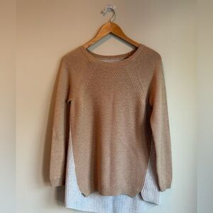 Ann Taylor LOFT Sweater Women's Size S Beige Long Sleeve‎ Round Neck Merino Wool